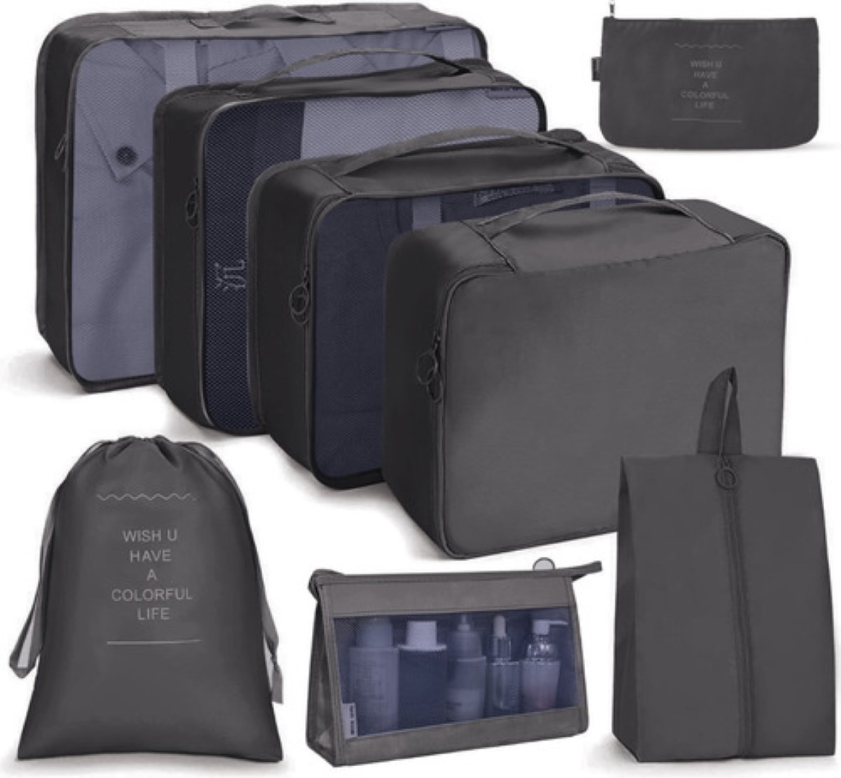 8 Piezas Bolsas Organizadoras De Maletas Para Viaje, Impermeble Beige image number null
