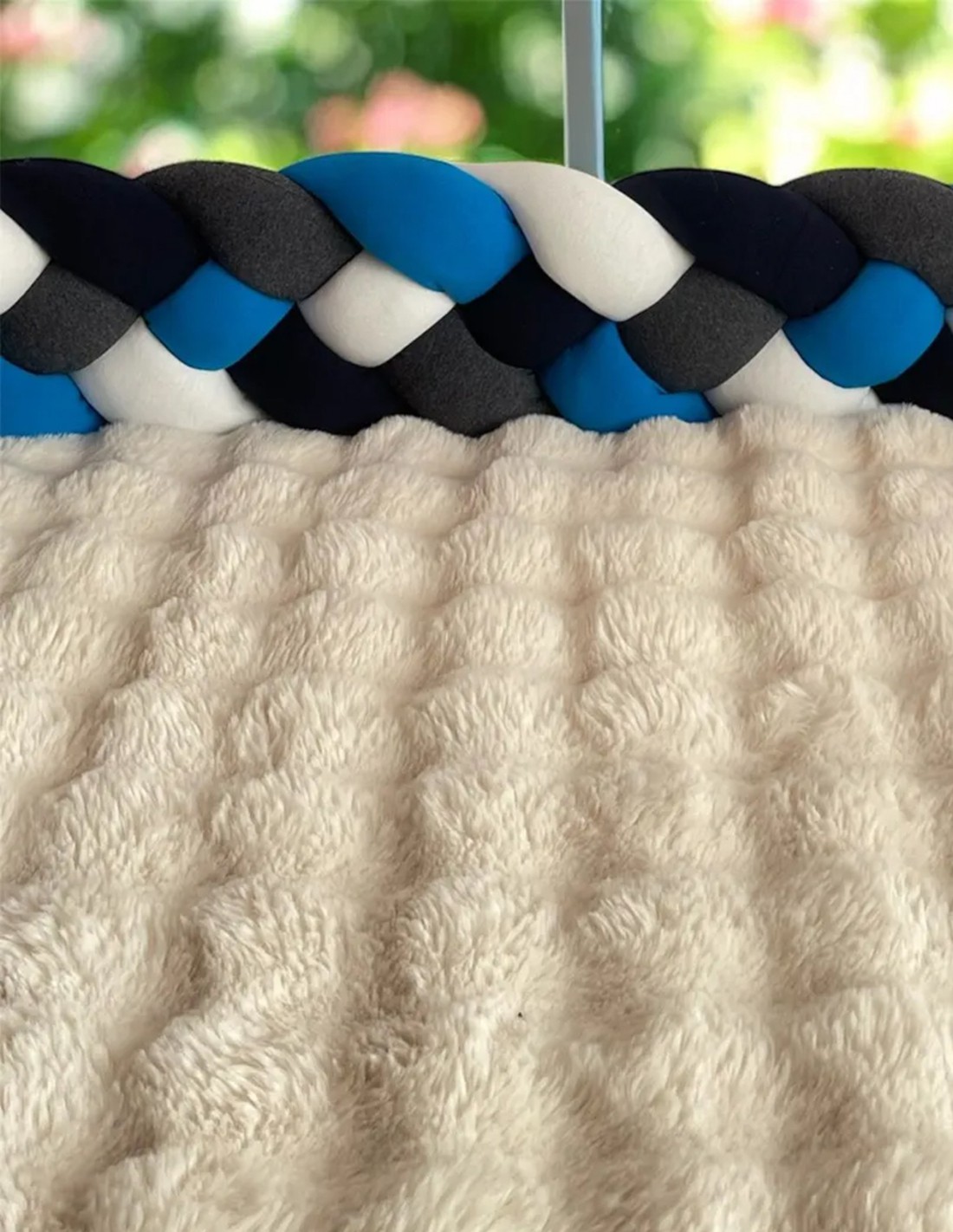 Protector Trenza Cuna Cama 4 Tubos 4 Mts Azul Beb&eacute; Esquinas Liso Multicolor image number null