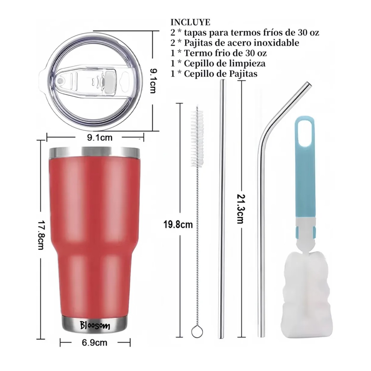 30oz De Termo Port&aacute;til De Acero Inoxidable Con Calor Y Fr&iacute;o, Rojo image number null