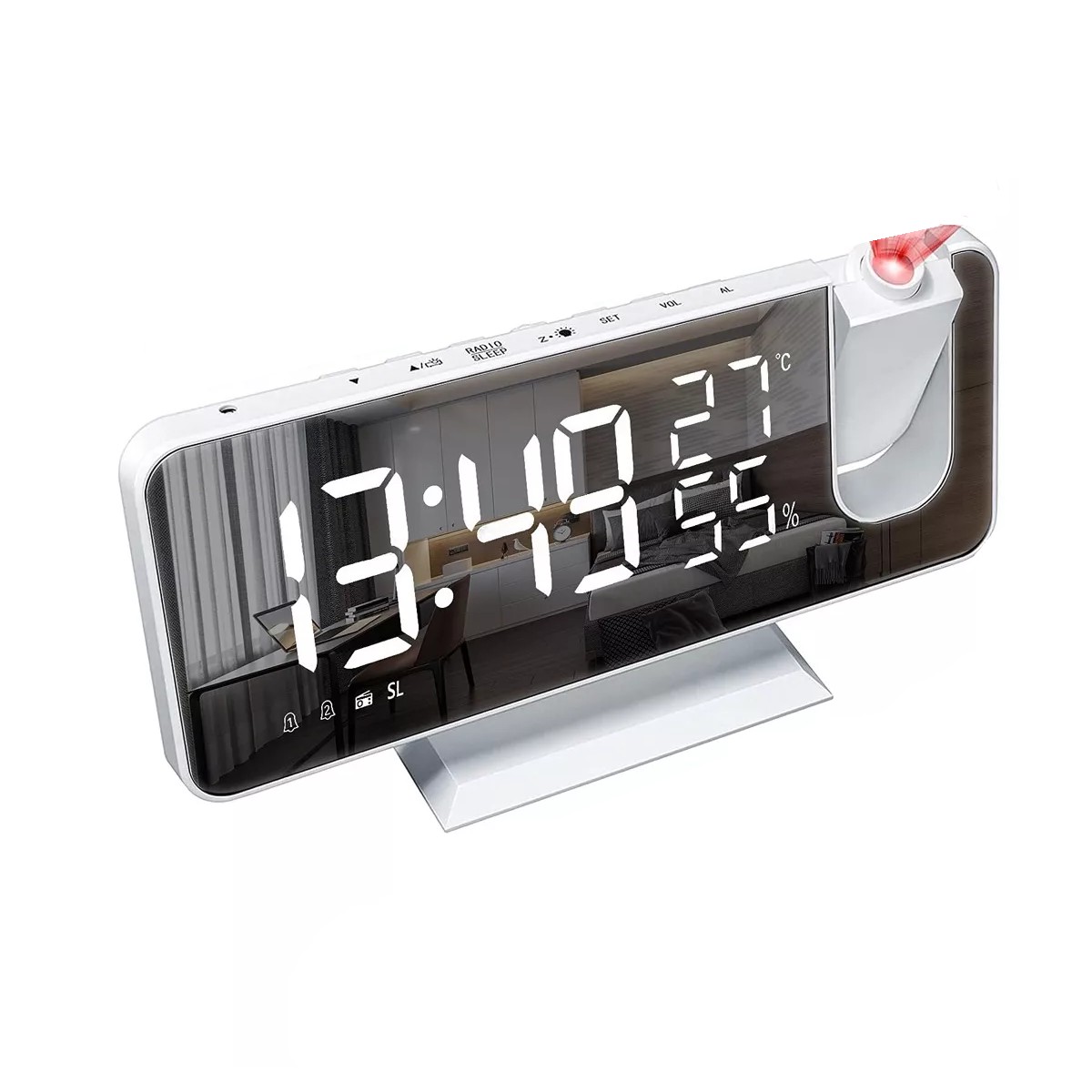 Reloj Despertador Led Con Radio y Proyector, Pantalla Grande image number null