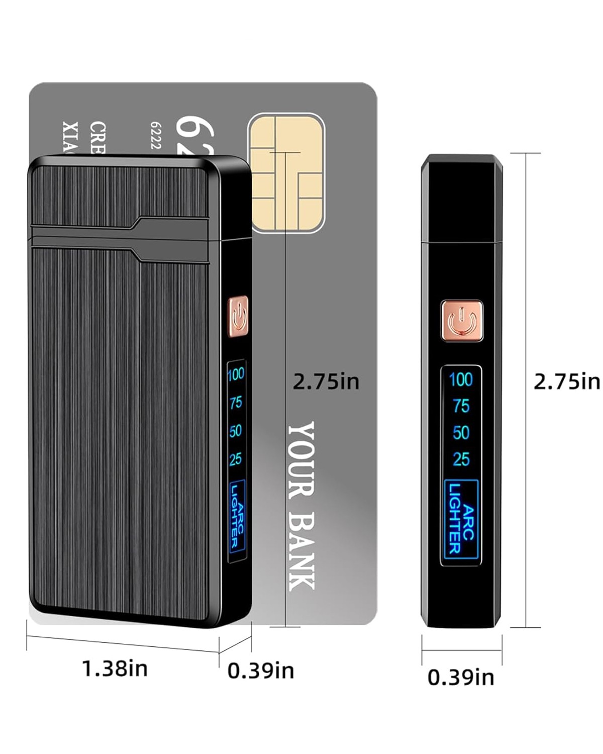 Encendedor Elegante Electr&oacute;nico Plasma Recargable Negro image number null
