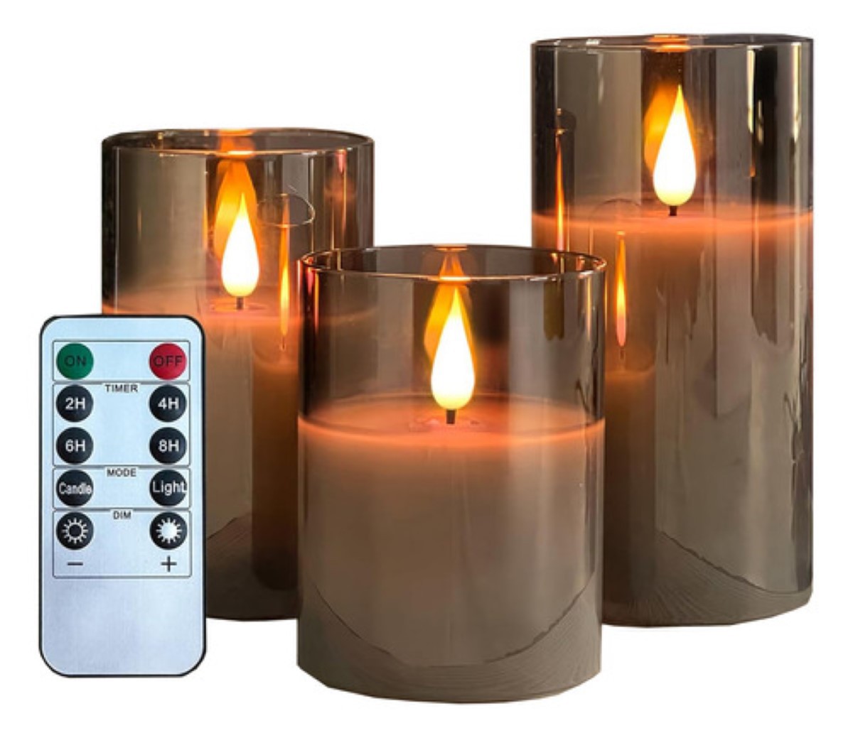 3p Velas El&eacute;ctricas Led 7.5cm Flama Realista Contral Remoto Gris_3Pzas_7.5cm image number null