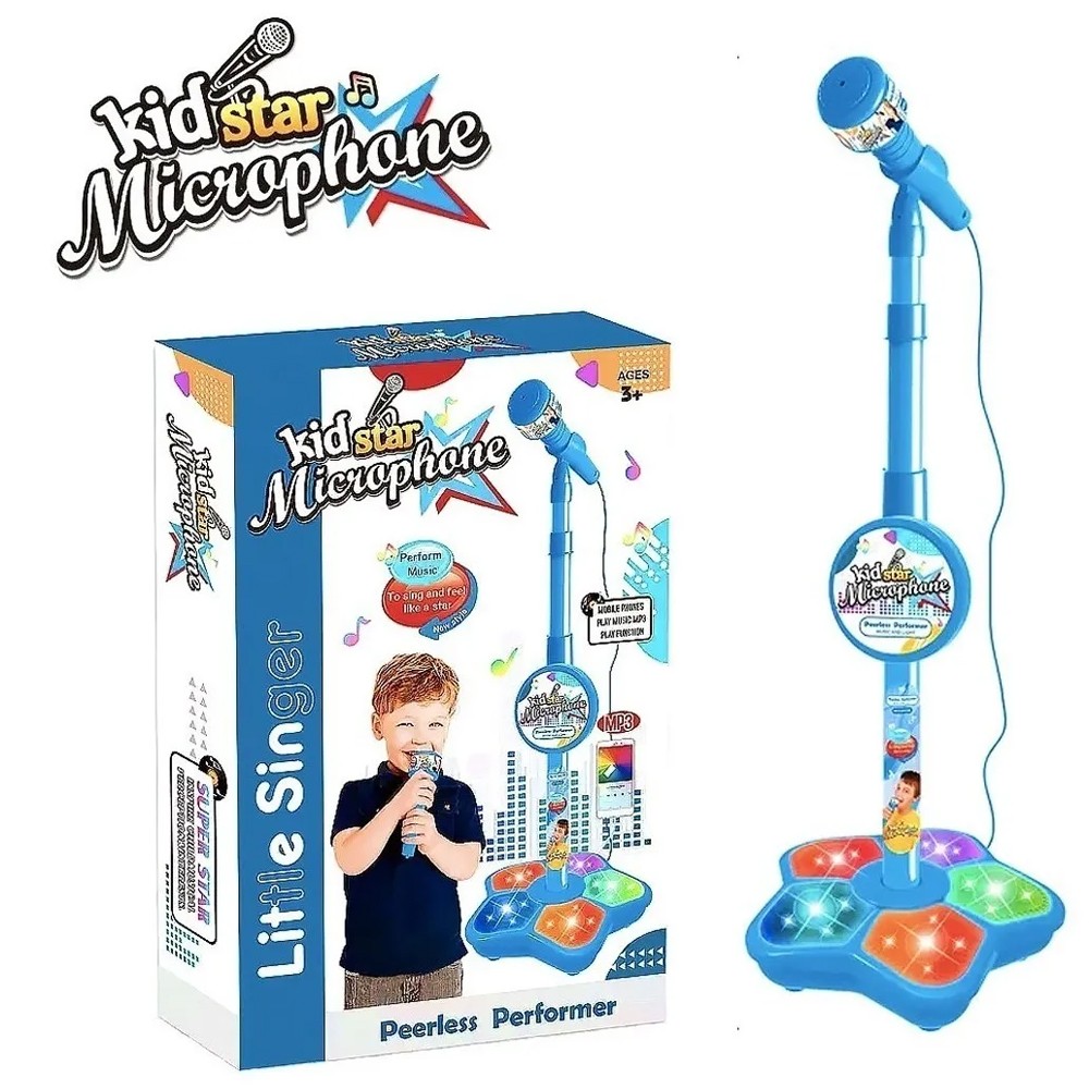 Micr&oacute;fono Juguete Con Base Bocina Luces Infantil Karaoke. image number null