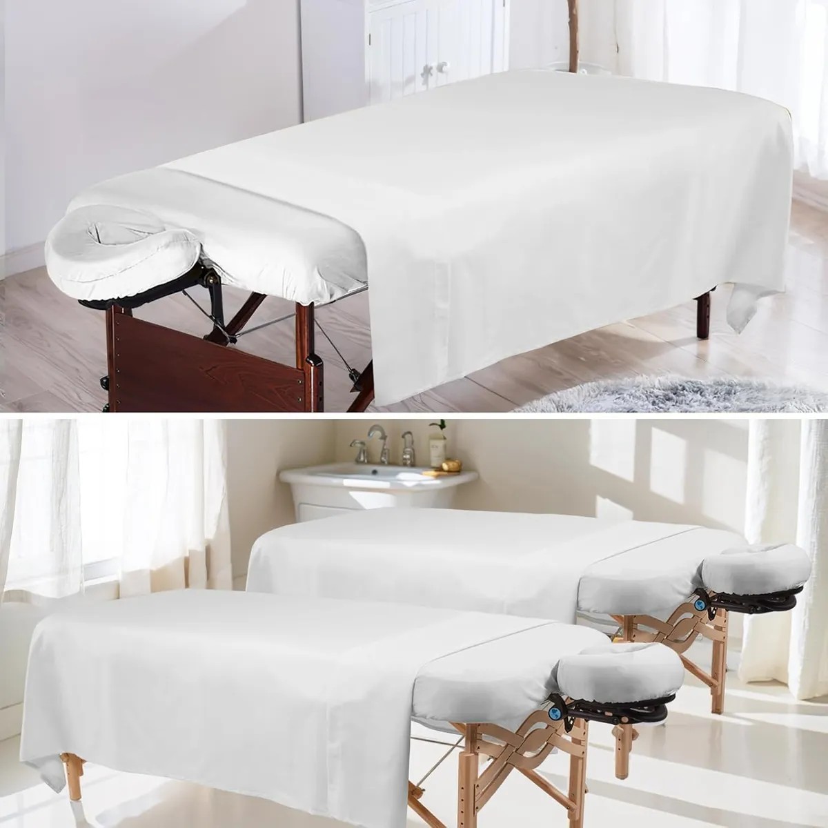 Kit Spa 3 Pzas S&aacute;banas Para Cama De Masaje Blanco image number null