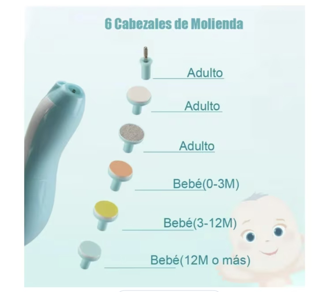 Lima De U&ntilde;as Beb&eacute; Corta&uacute;&ntilde;as Para Bebe El&eacute;ctrico Con Luz Led Modelo Azul image number null
