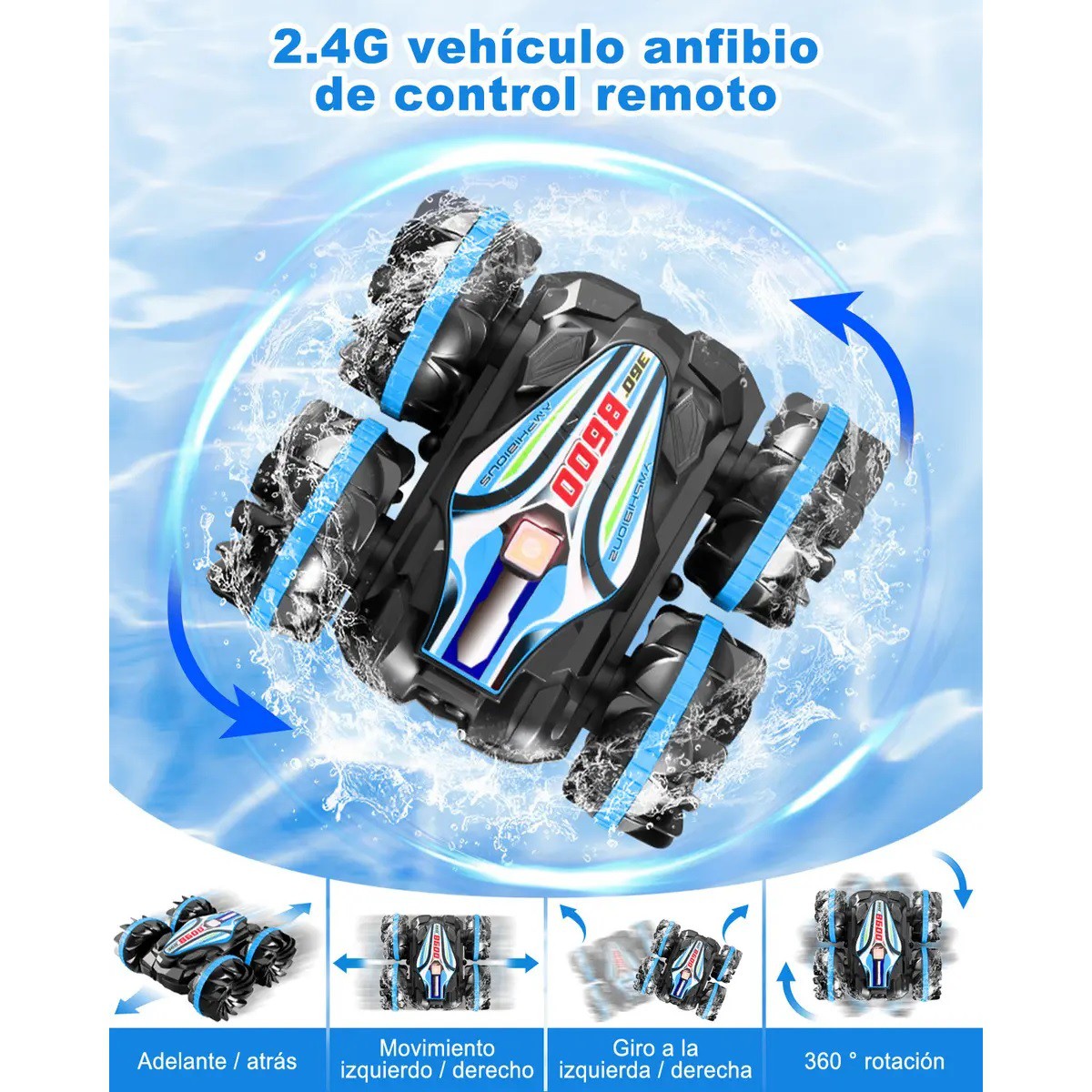 Carro De Control Remoto 360 Grados De Rotaci&oacute;n Color Azul image number null