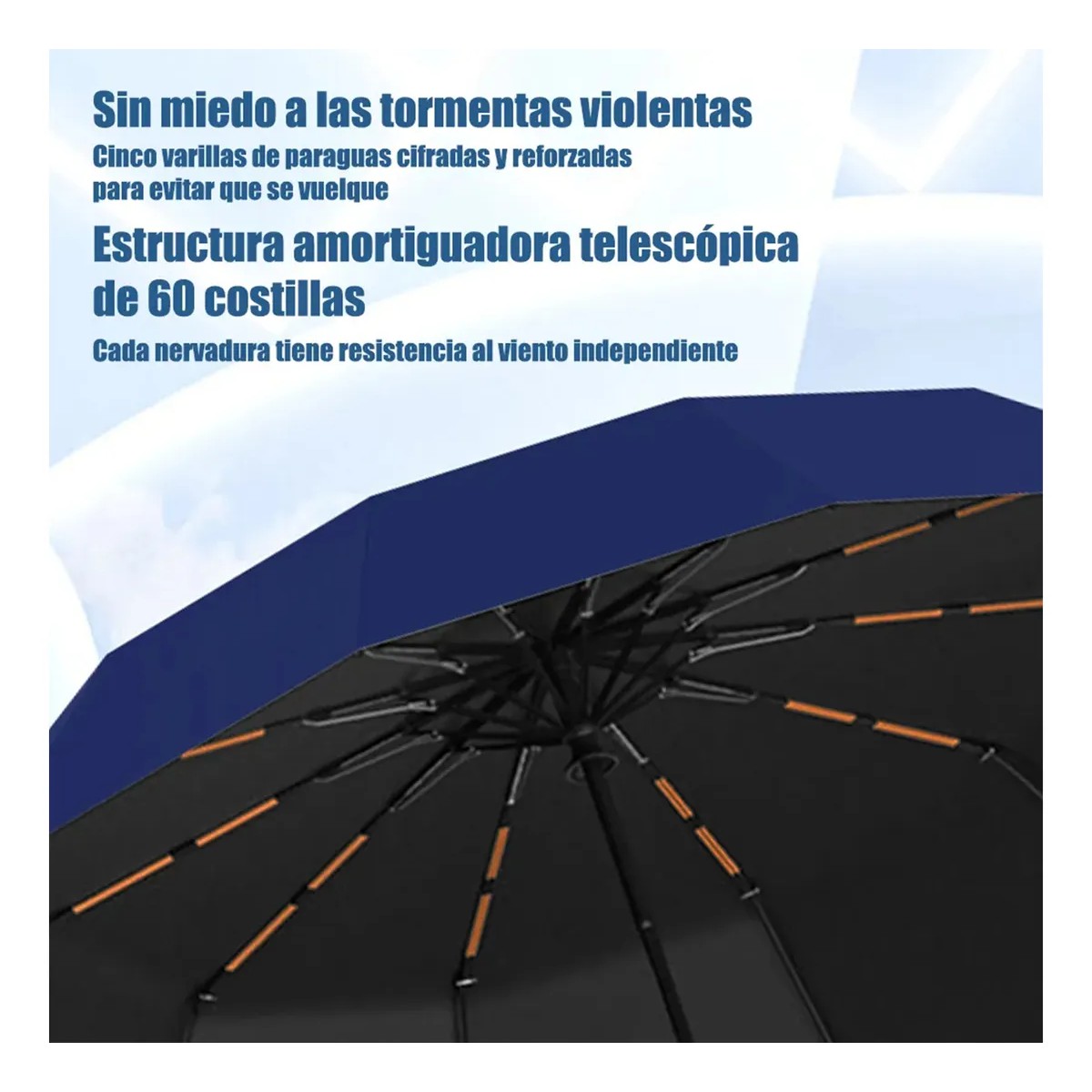 Paraguas Sombrilla Protecci&oacute;n Uv Autom&aacute;tico Azul oscuro image number null