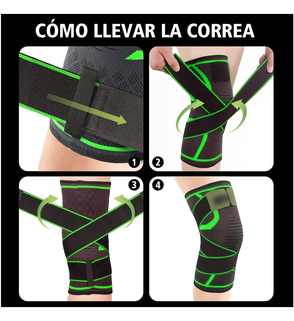 Par Rodilleras El&aacute;sticas Deportivas Compresion Para Gym Verde M Malubero image number null
