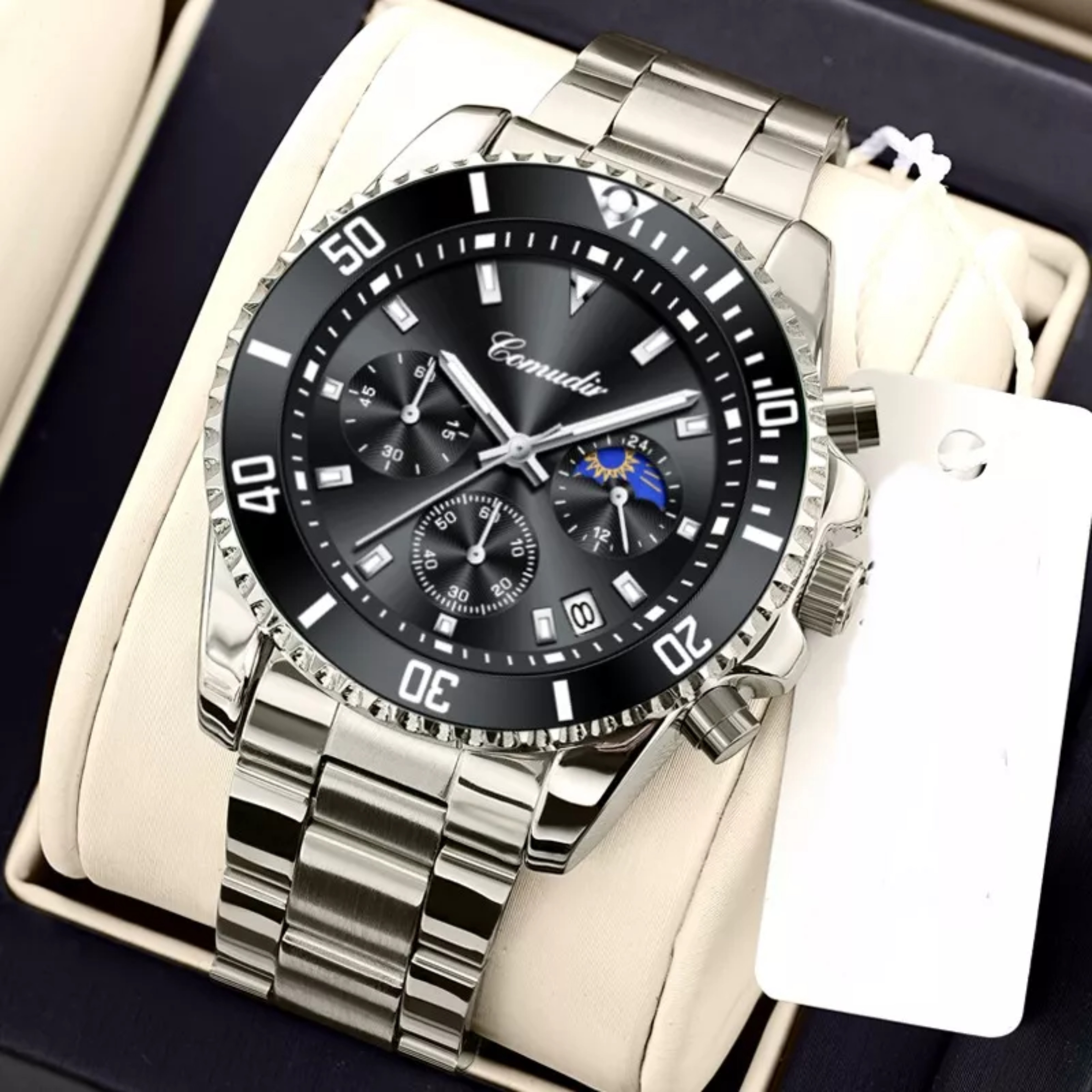 Reloj Para Hombre De Cuarzo De Acero Con Cron&oacute;grafo. image number null