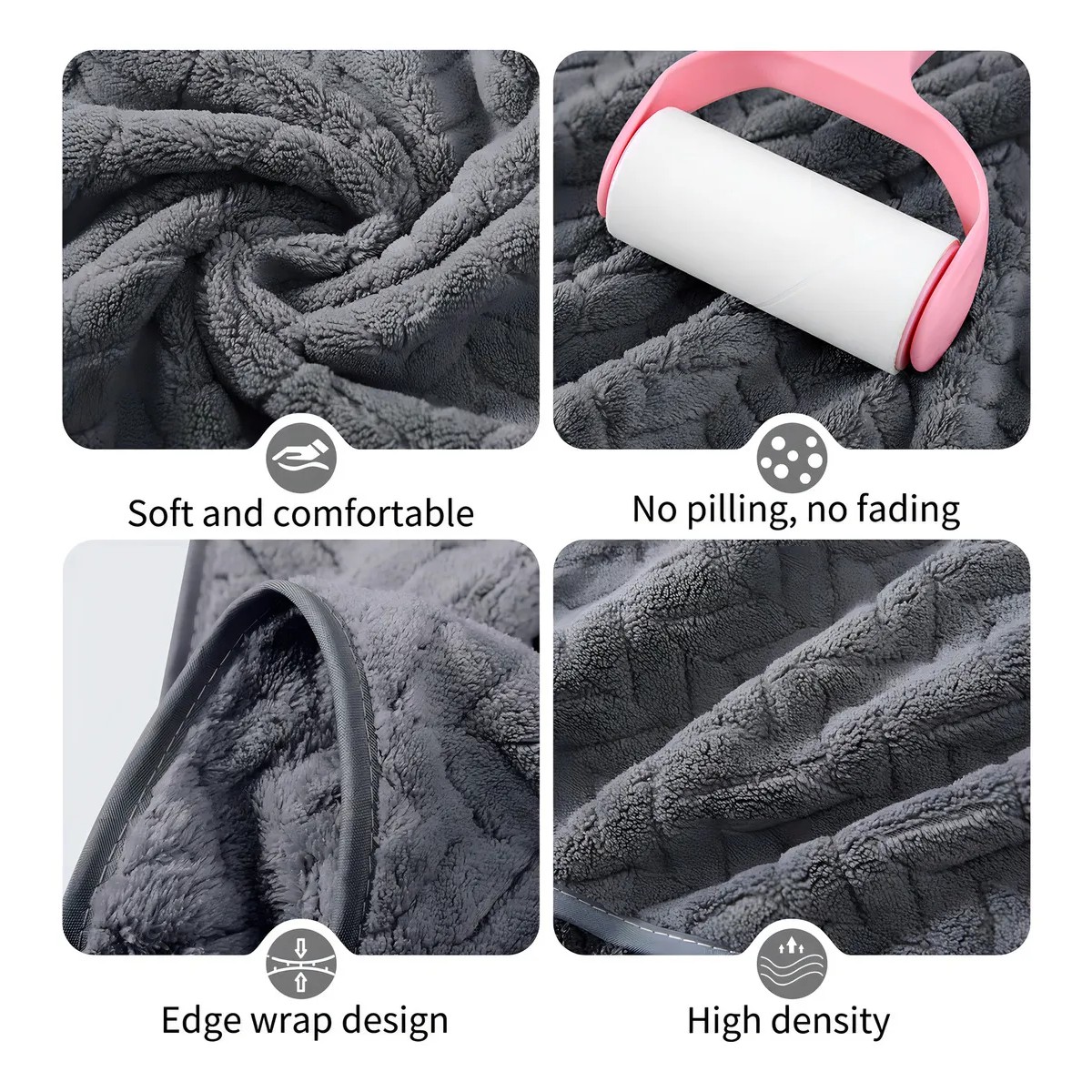 2pcs Juego De Toallas Ba&ntilde;o Completo Suave De Alta Densidad Color Gris Oscuro image number null