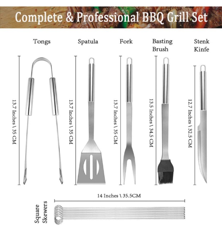 Utensilios para parrilla profesionales acero inoxidable image number null