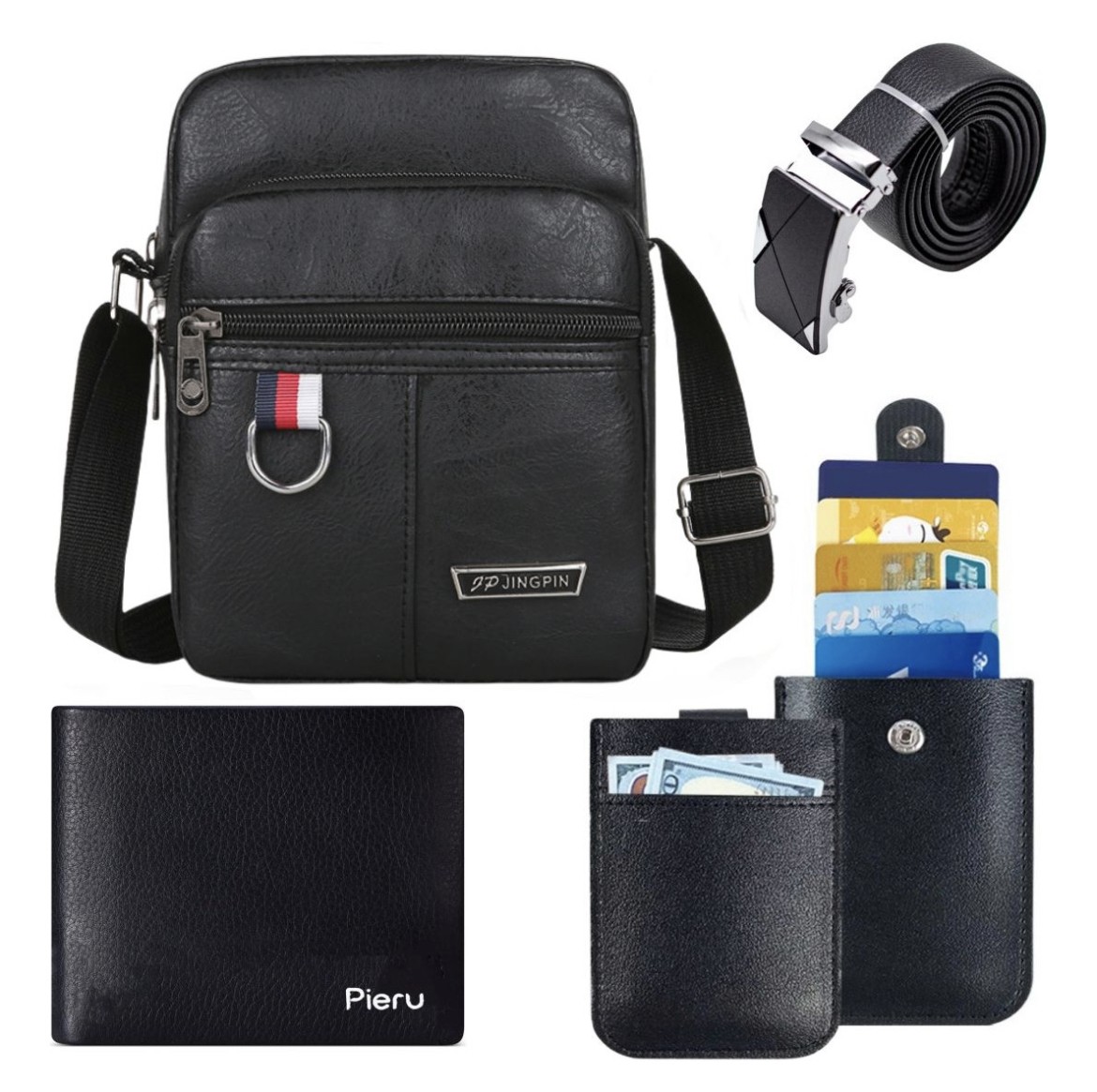 Bolso Mariconera Hombre Maletin Bandoleras Y Billetera 4 Kit image number null