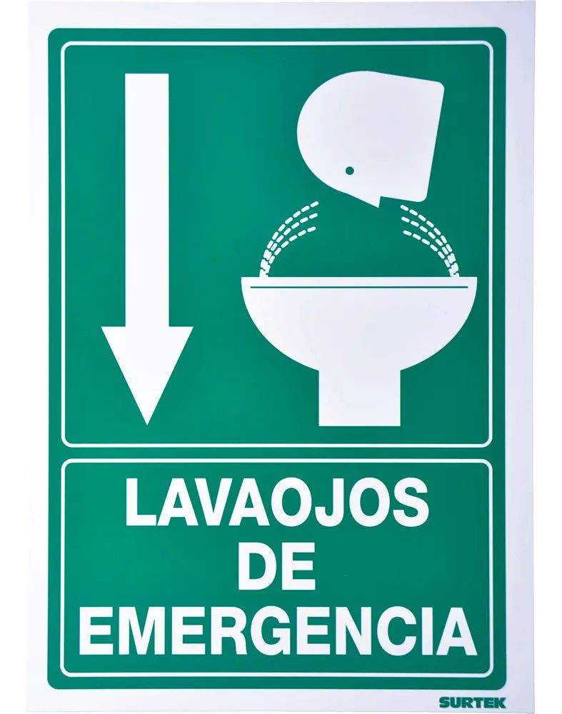Se&ntilde;al Letrero Lava Ojos De Emergencia Verde 25x36cm Surtek image number null