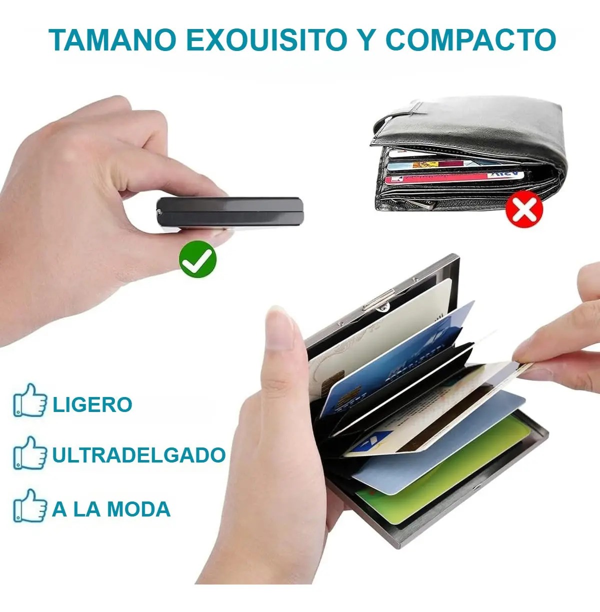 "Tarjetero Para Tarjetas De Cr&eacute;dito Metal Inoxidable 2 Piezas Negro " image number null