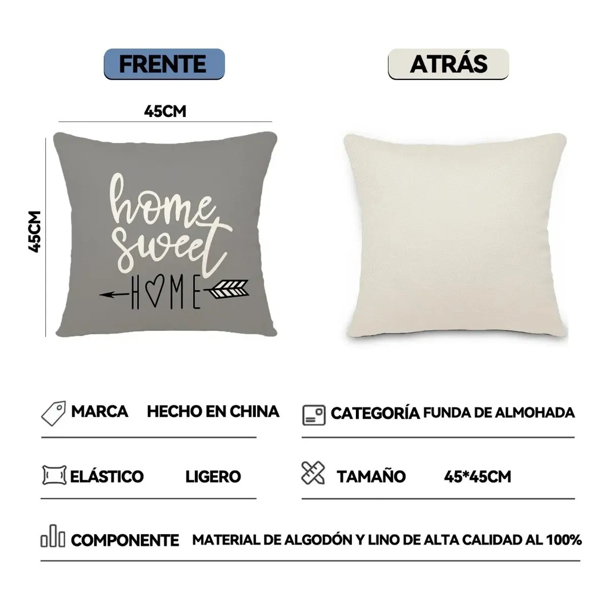 Fundas Para Cojines Estampadas De 45x45 Cm, 4 Piezas Color: Grey image number null