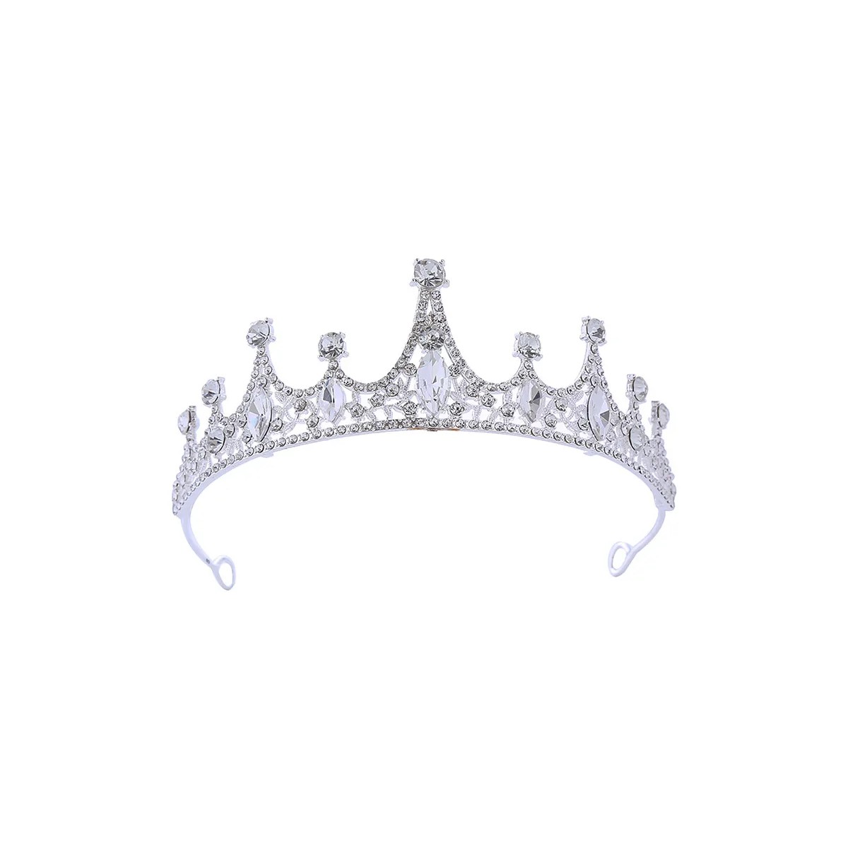 Reina Corona Princesa Boda Tiara Tiara Nupcial Y Cumplea&ntilde;os Color Plateado image number null