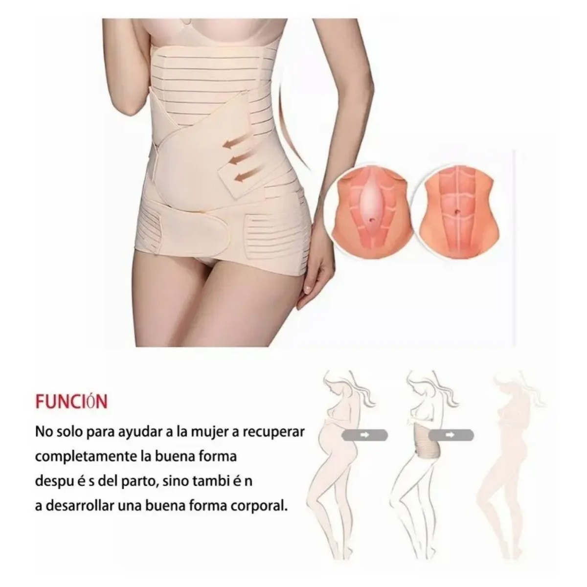 Faja Maternidad 3 En 1 Postparto Color Suela Talla XL Beige image number null