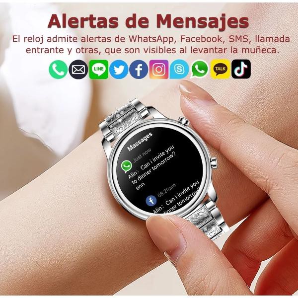 Reloj inteligente Mujer Deporte Llamada Blanco image number null