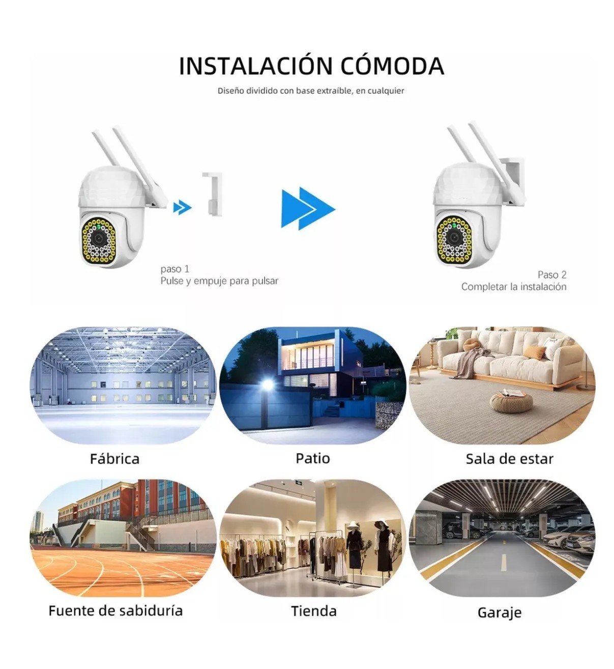2pcs C&aacute;mara De Seguridad Hd Wifi De Visi&oacute;n Nocturna Malubero Alarma Blanco image number null