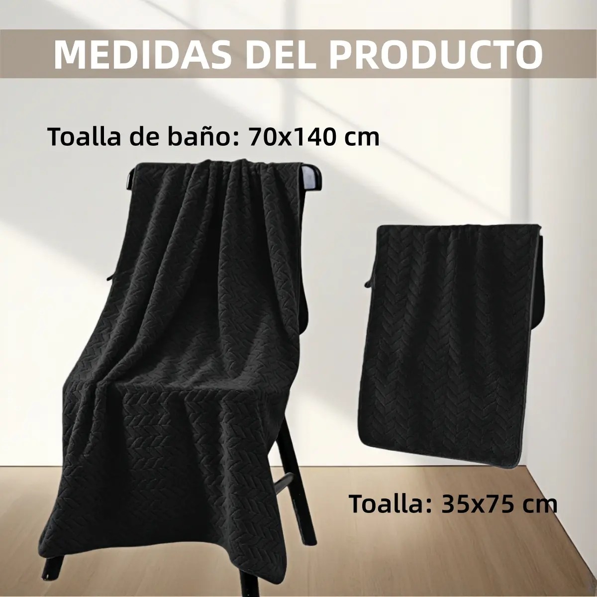 Toallas Ba&ntilde;o Completo Grande Lana Coral Suave 2 Piezas Verde Oscuro image number null