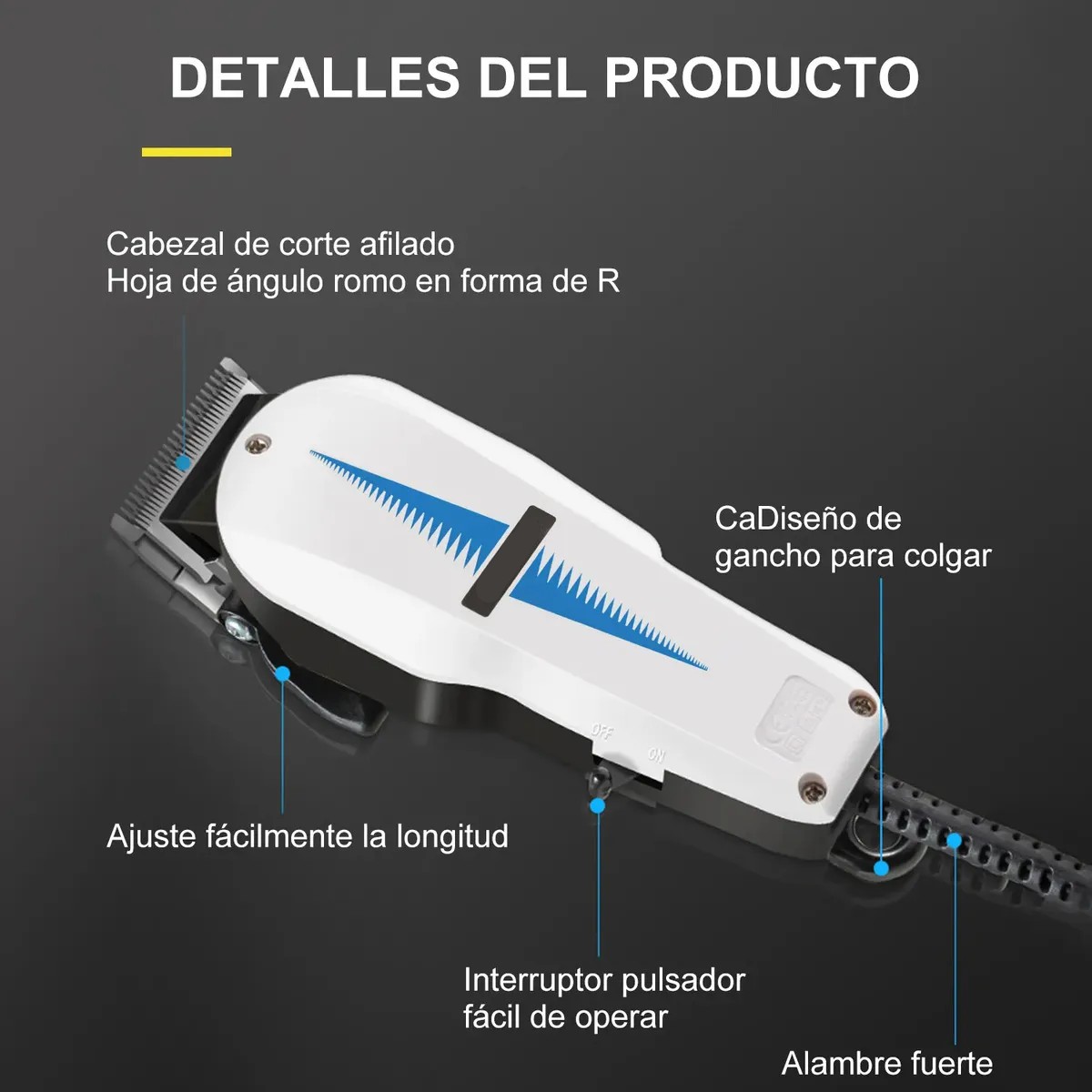 Maquina Para Cortar Cabello Y Barba Cortadora De Pelo Recargable Blanco image number null