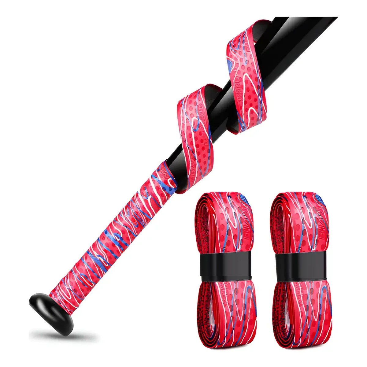 Cinta Bat Agarre Beisbol 1.75mm 1000mm 2 Piezas Rojo image number null