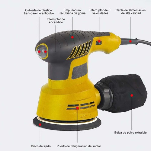 Lijadoras Orbital El&eacute;ctrica 300w Con Colector Polvo +5 Lija. image number null