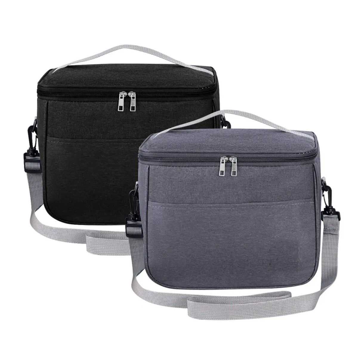 Lonchera T&eacute;rmica Bolsa Almuerzo 2 Piezas Negro y Gris image number null