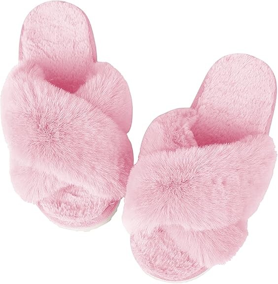 Pantufla Cruzada para Mujer, de Peluche color Rosa Bluelander image number null