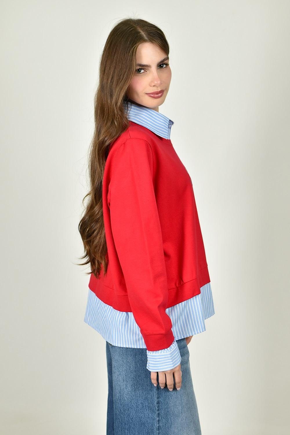 Sudadera combinada con bordado Roman Fashion Juvenil, 5131 (Rojo) image number null