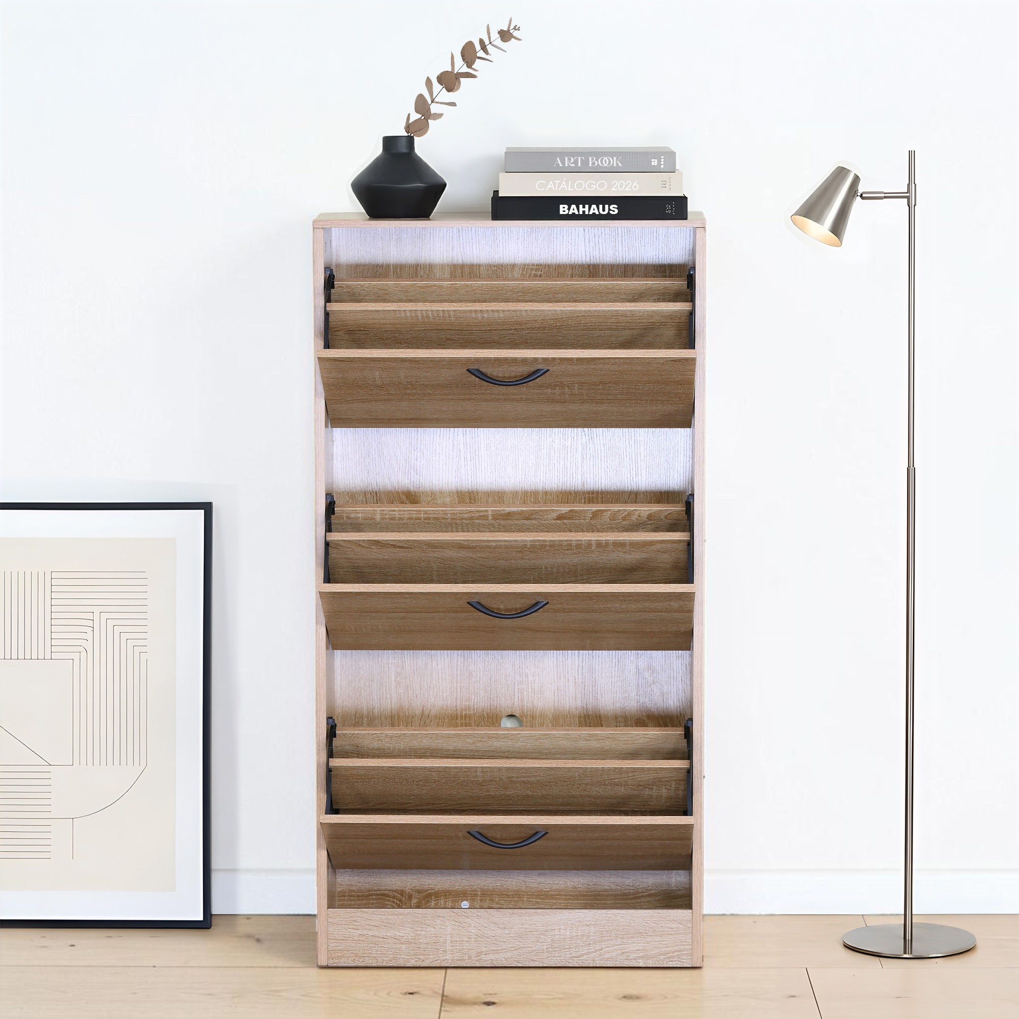 Ilios Innova | Zapatera Minimalista de 3 Compartimientos para 18 Pares, Organizador de Calzado para Rec&aacute;mara y Pasillo image number null