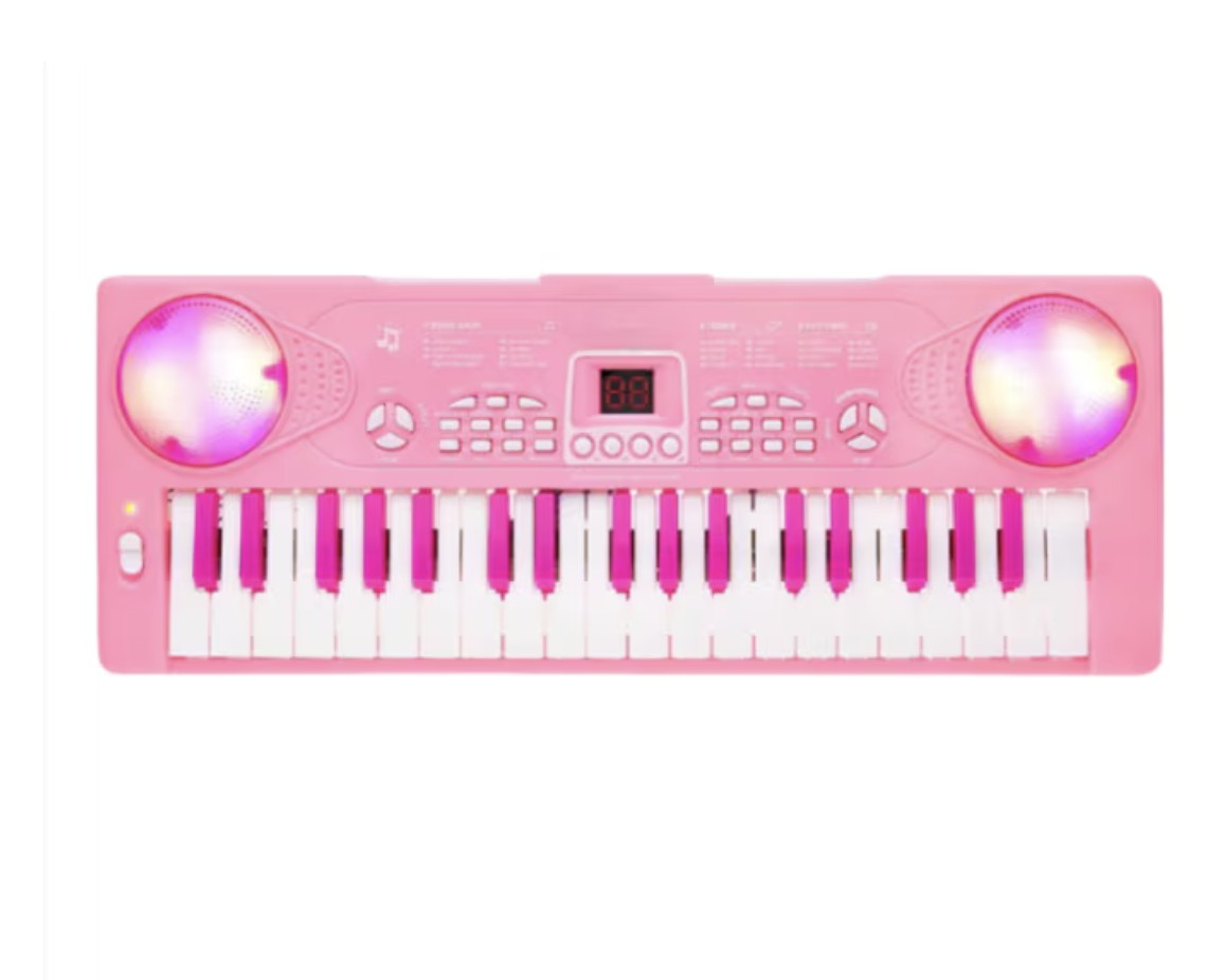 Piano Teclado Musical Para Ni&ntilde;os Micr&oacute;fono Modelo Rosa image number null