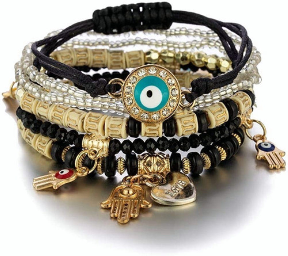 4 Pulseras de Amistad Cuentas Boho y Multicapa image number null