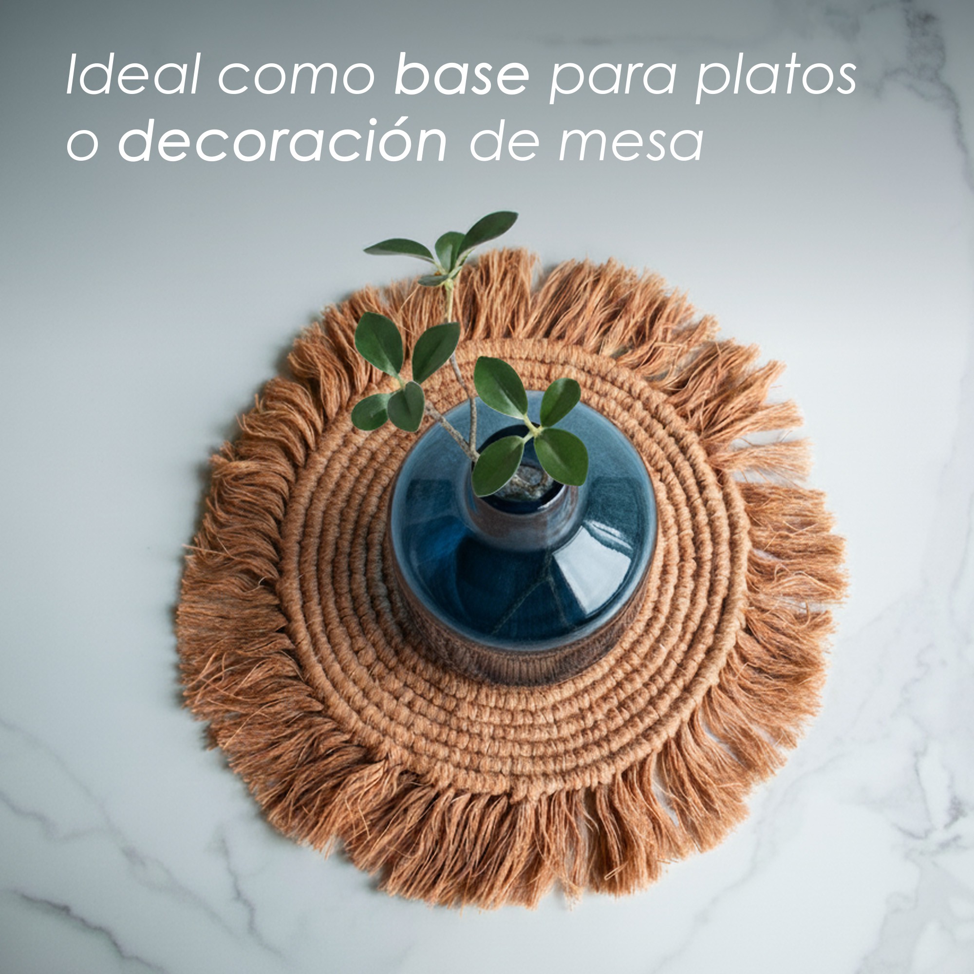 Ilios Innova | Paquete de 4 manteles estilo boho macram&eacute;, decorativos para m&uacute;ltiples espacios, 25 y 35 cm de di&aacute;metro. image number null