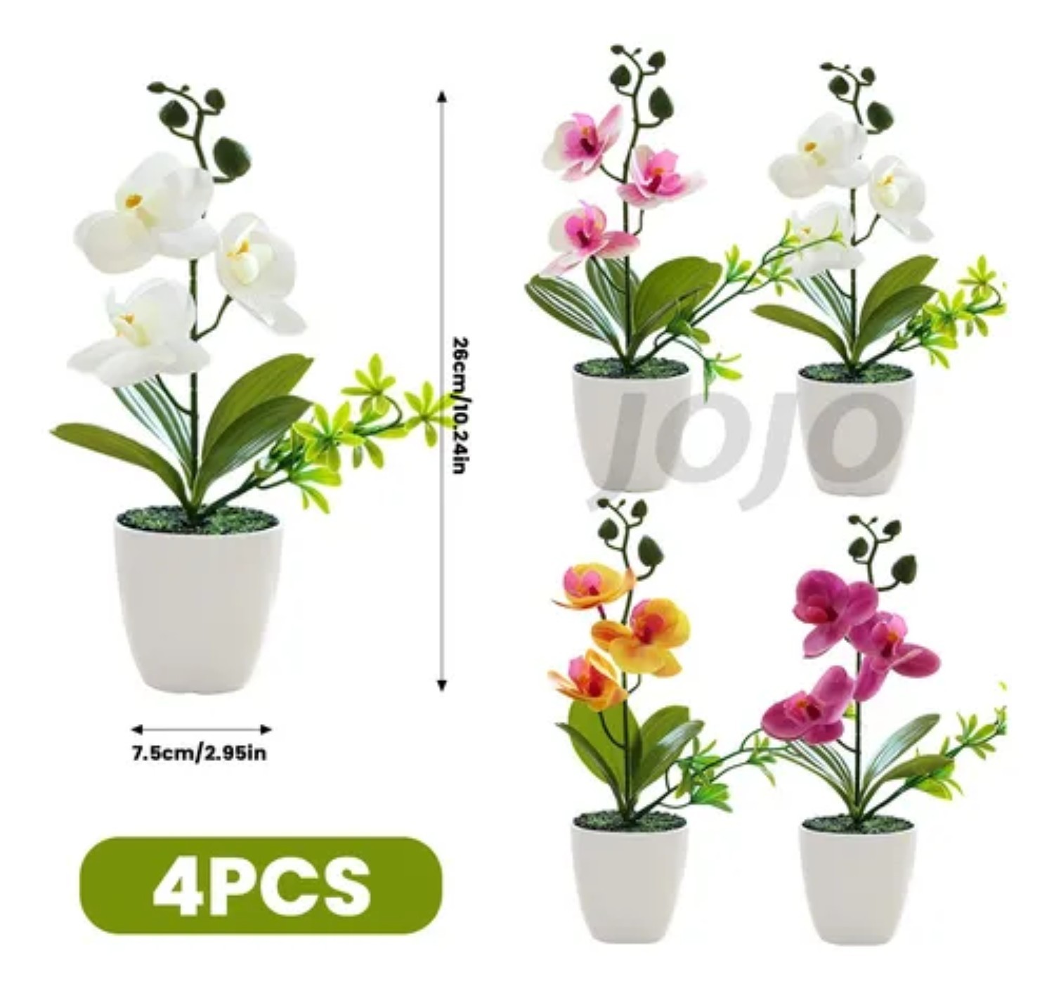 4 pzs Arreglo Orqu&iacute;deas Artificiales Decoraci&oacute;n Con Macetas image number null
