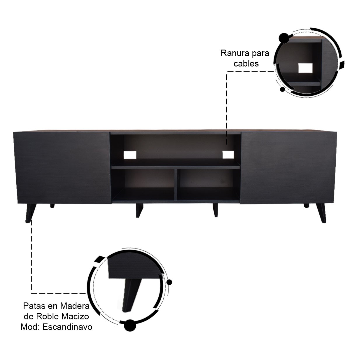 Mueble para TV de 80" Europa Moderno y Minimalista Hogare Negro image number null