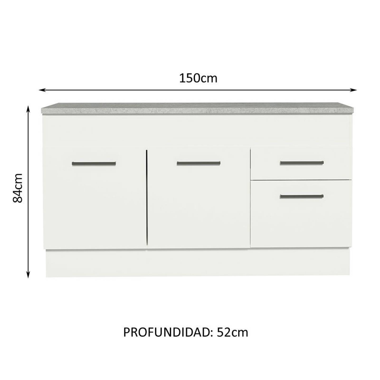 Mueble Inferior de Cocina Madesa Agata 150cm 2 Puertas Blanco. image number null