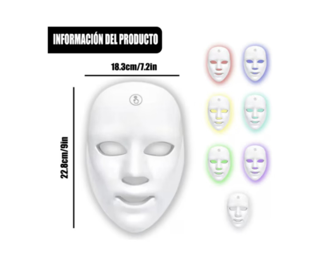 Mascara Led Facial Terapia 7 Colores Cara Rejuvenece Belleza Modelo Blanco image number null