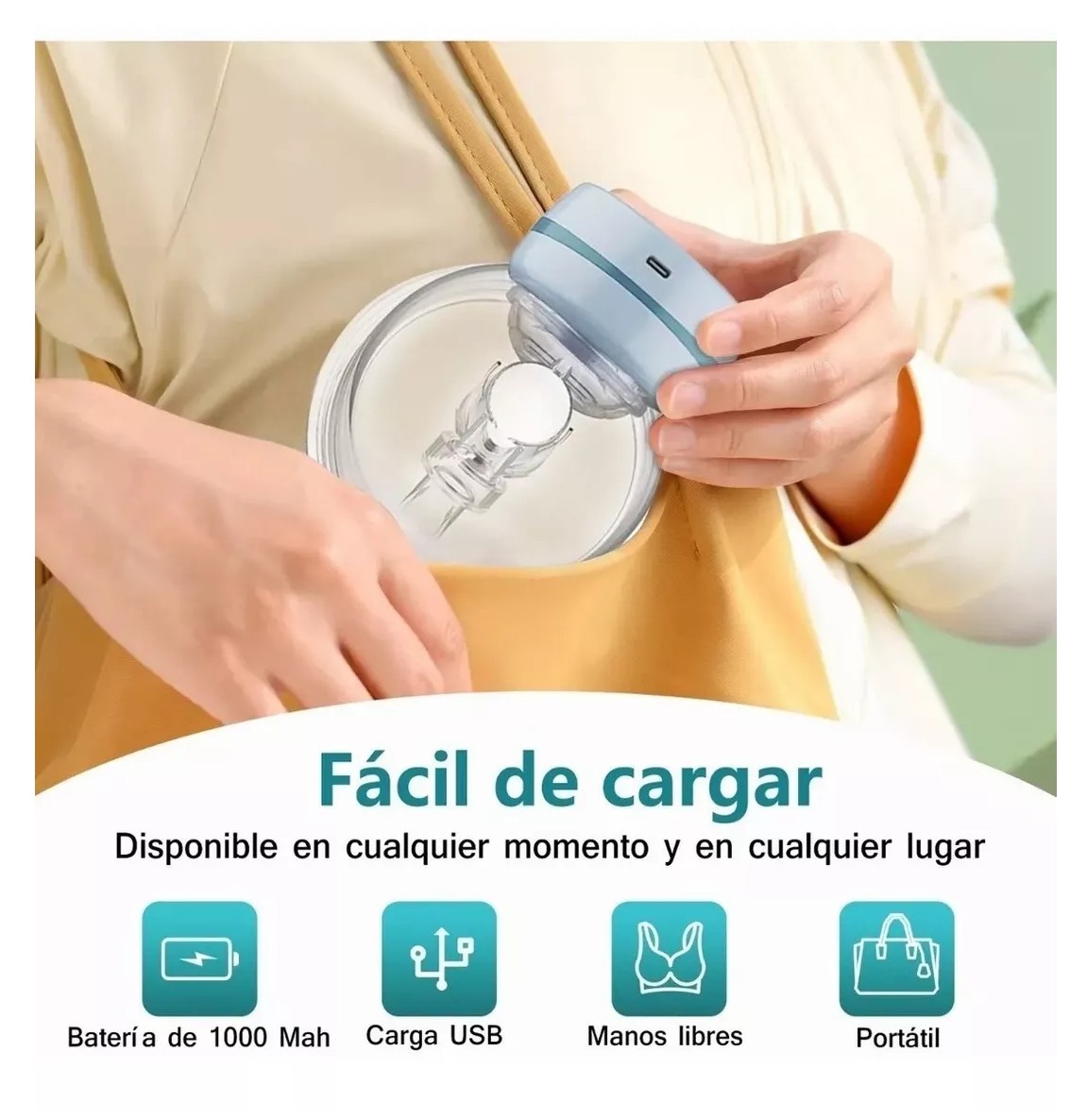 Extractor De Leche El&eacute;ctrico Silencioso Port&aacute;til Recargable Azul image number null