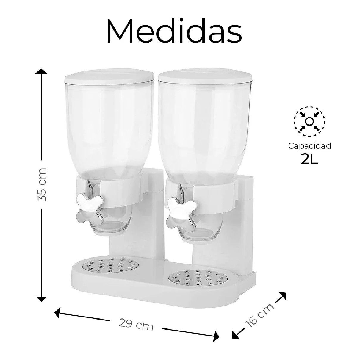 Dispensador De Cereal Despachador Doble Alimentos Y Semillas Color Blanco image number null
