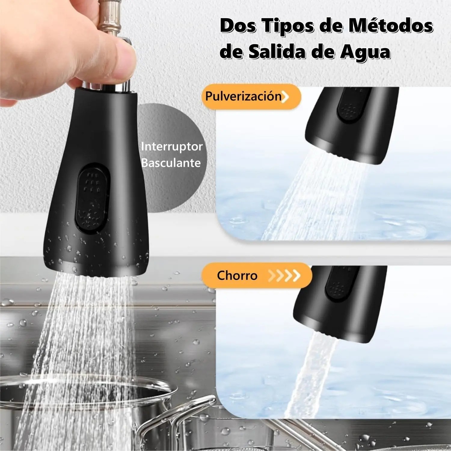 "Grifo Mezclador Llave De Cocina Para Fregadero Negro Mate negro " image number null