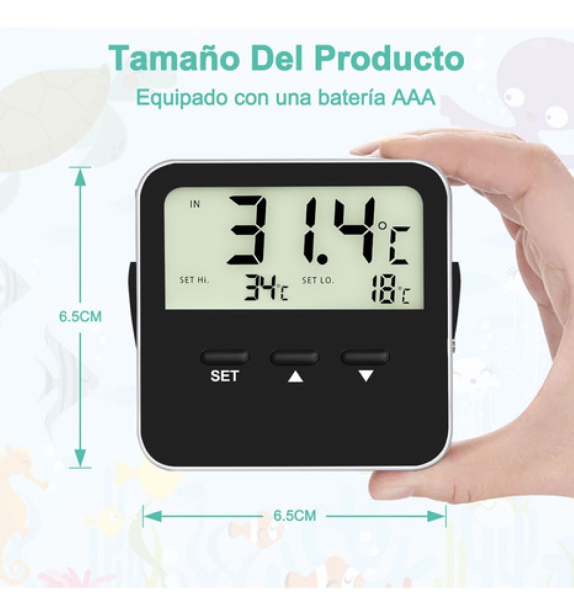 Term&oacute;metro Digital Con Sonda Para Reptil Terrario Incubadora Negro image number null