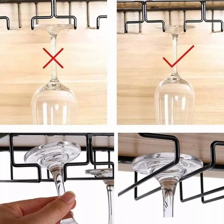 4pcs 14in Soporte Para Copas De Metal Vino Estante Colgante image number null