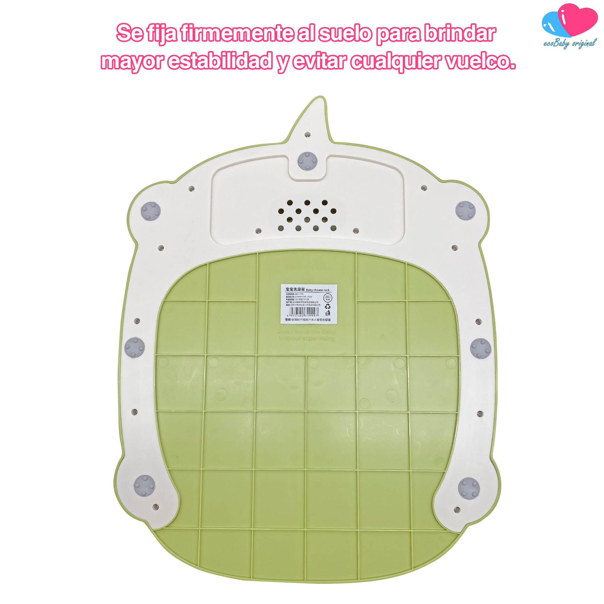 Soporte De Ba&ntilde;o Para Bebe Ecobaby Orginal Con Altura Ajustable Dinosaurio Verde image number null
