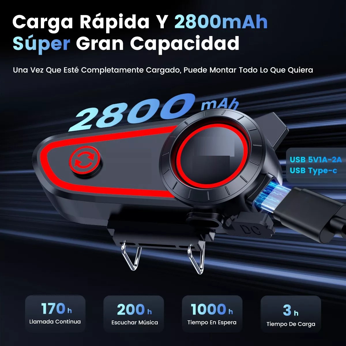 Aud&iacute;fonos Para Casco De Motos Bluetooth5.2 Impermeables Ipx7. image number null