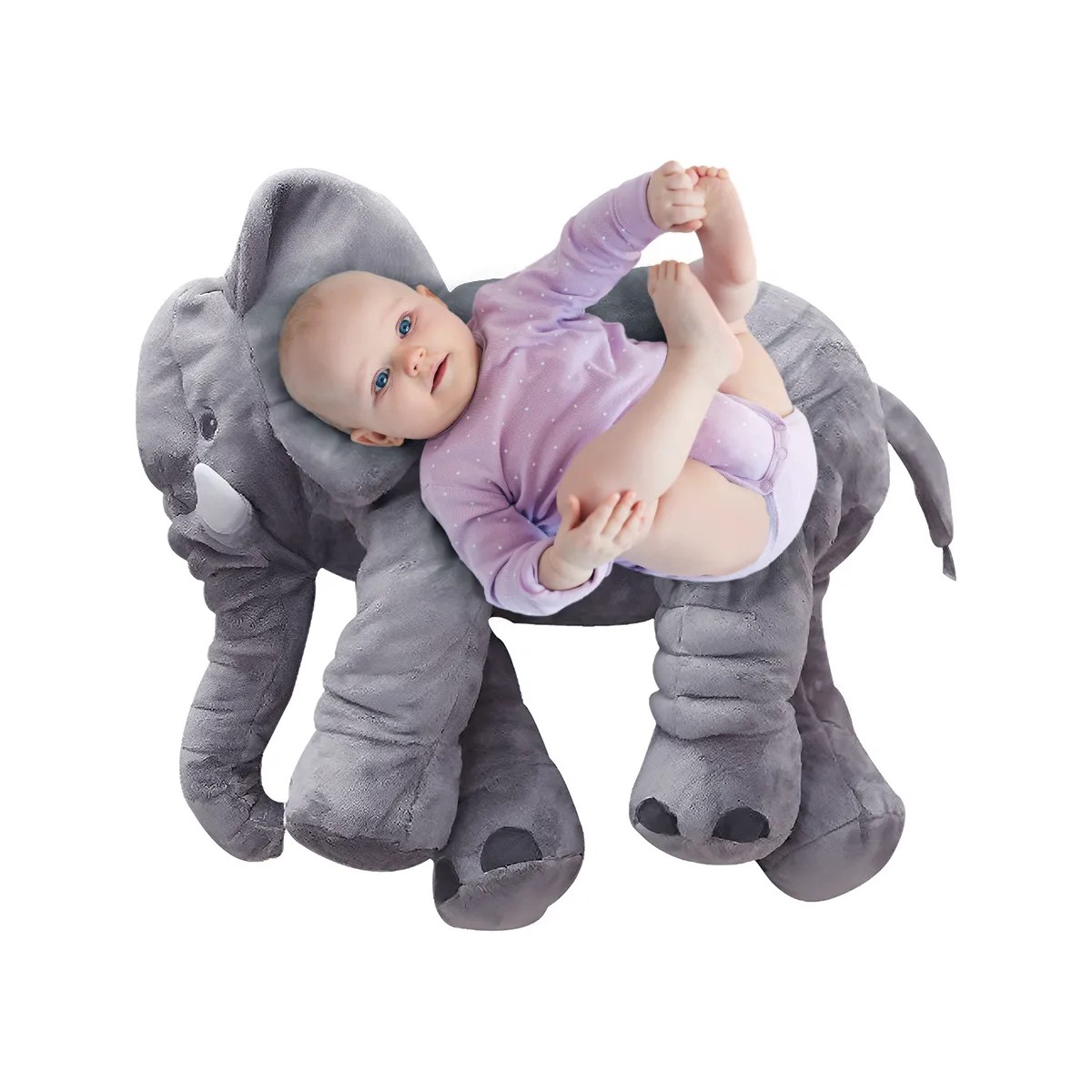 Peluche Grande Elefante Almohada Juguete Para Ni&ntilde;os Y Bebes 60cm Gris image number null
