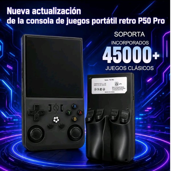 Consola Port&aacute;til Retro P50 PRO 256GB con 45000+ Juegos Pantalla IPS HD 720p y 26 Emuladores, Consola Videojuegos image number null