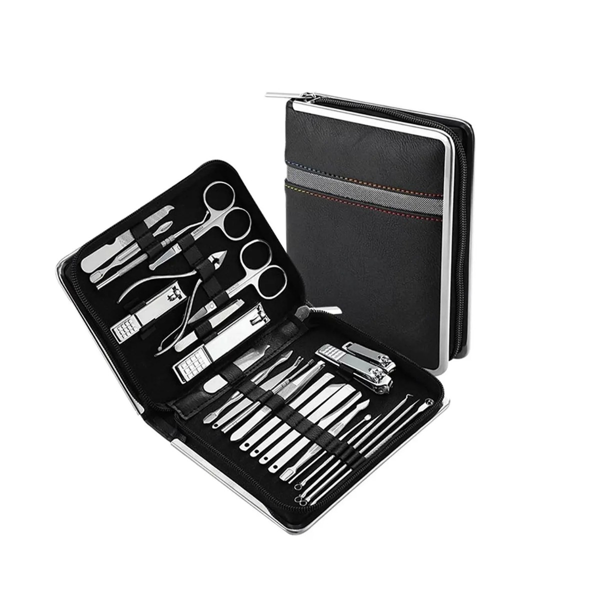 Set de Manicura y Pedicura 26 Piezas Acero Inoxidable Negro image number null