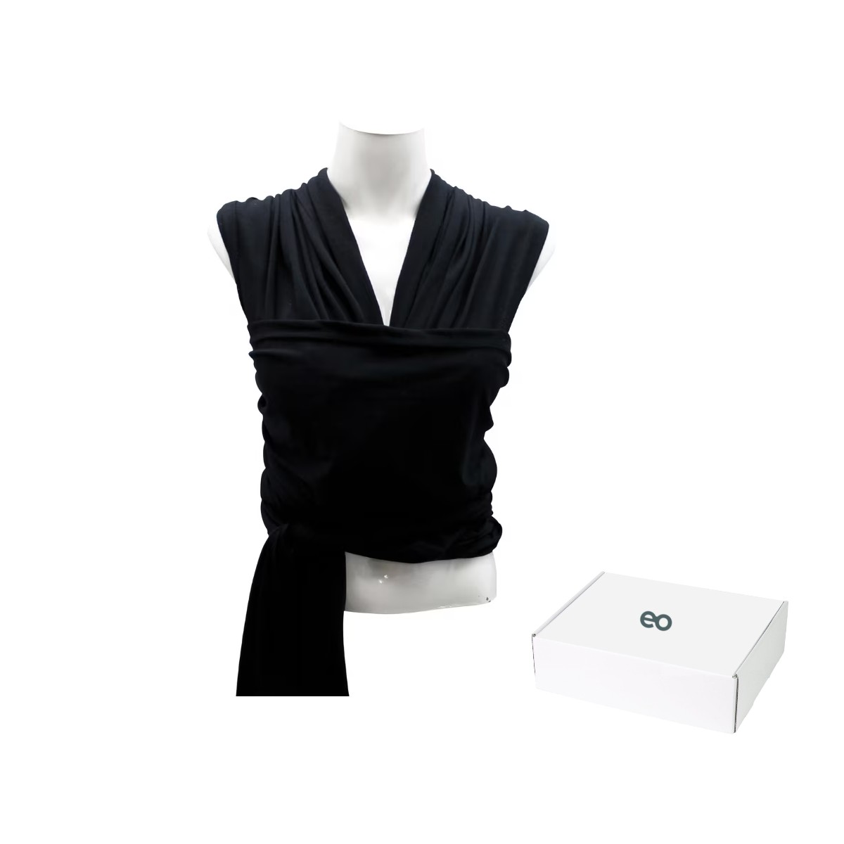 Rebozo Fular Bebe Elastico Ergonomico Negro image number null
