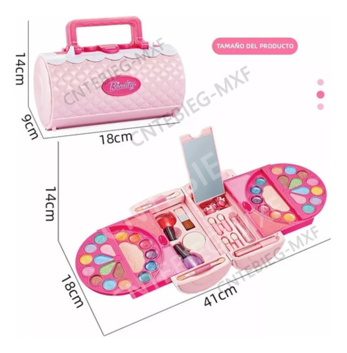 Juego De Maquillaje Para Ni&ntilde;as, Juguete Belleza Lavable Rosa 58 pz image number null